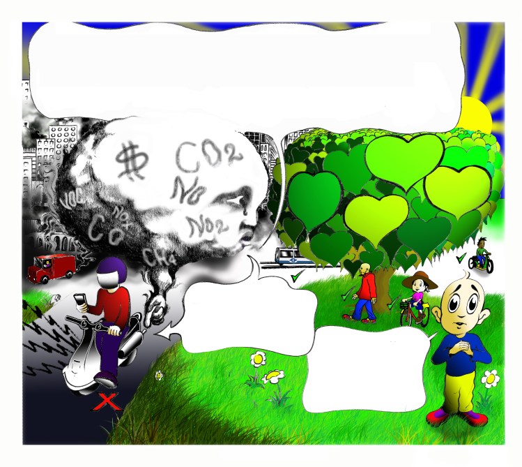 '停車熄火'+'環保交通' 貼紙或海報不用版權 