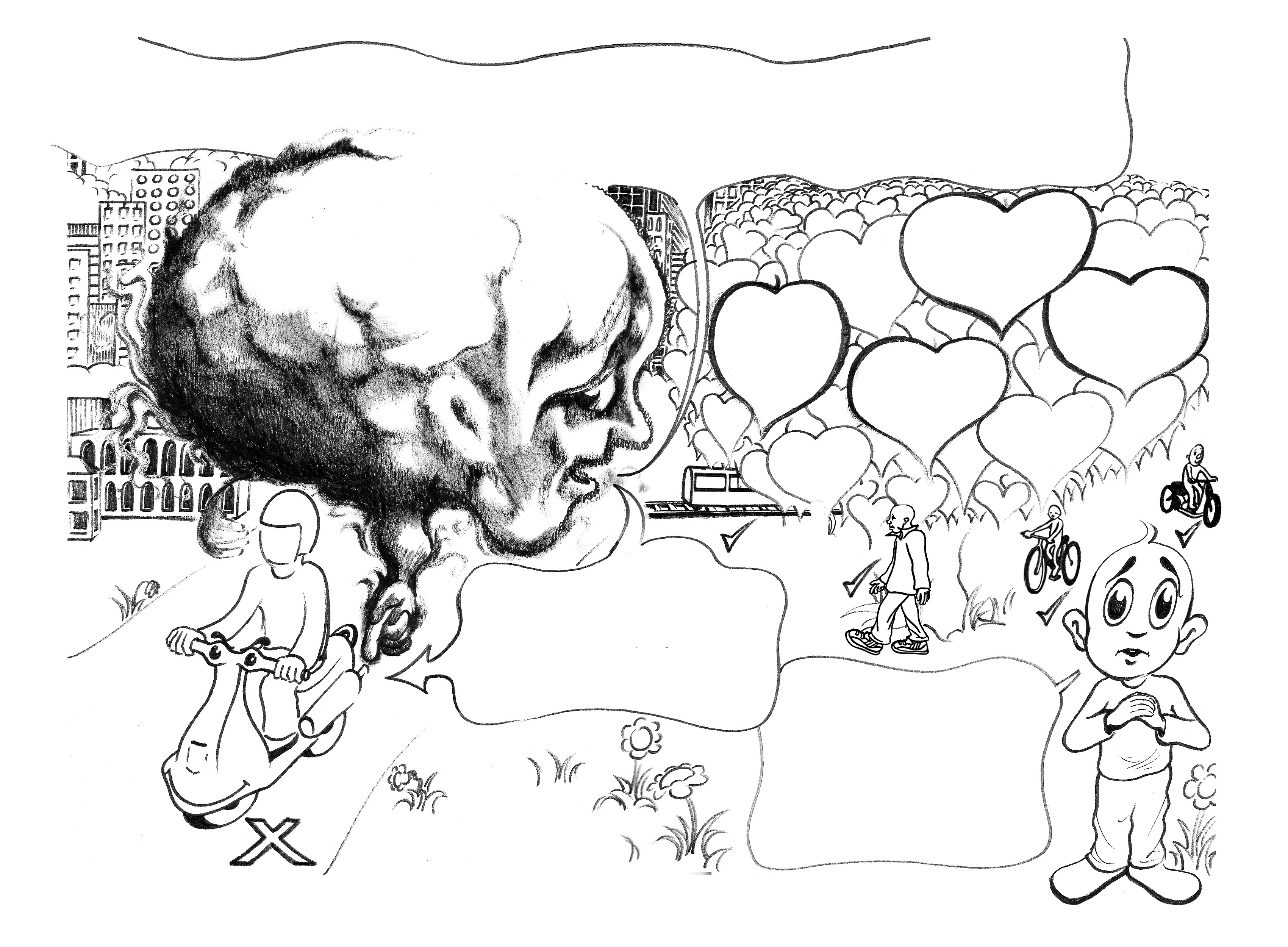 ‘No idling’, 'Turn your key, be idle free', 'Protect children's health. Please turn off your engine when you stop', 'Let's clear the air'... '請不要怠速引擎', '轉你的鑰匙', '保護小孩子的健康. 停車請熄火’, '改善空氣的品質' ...